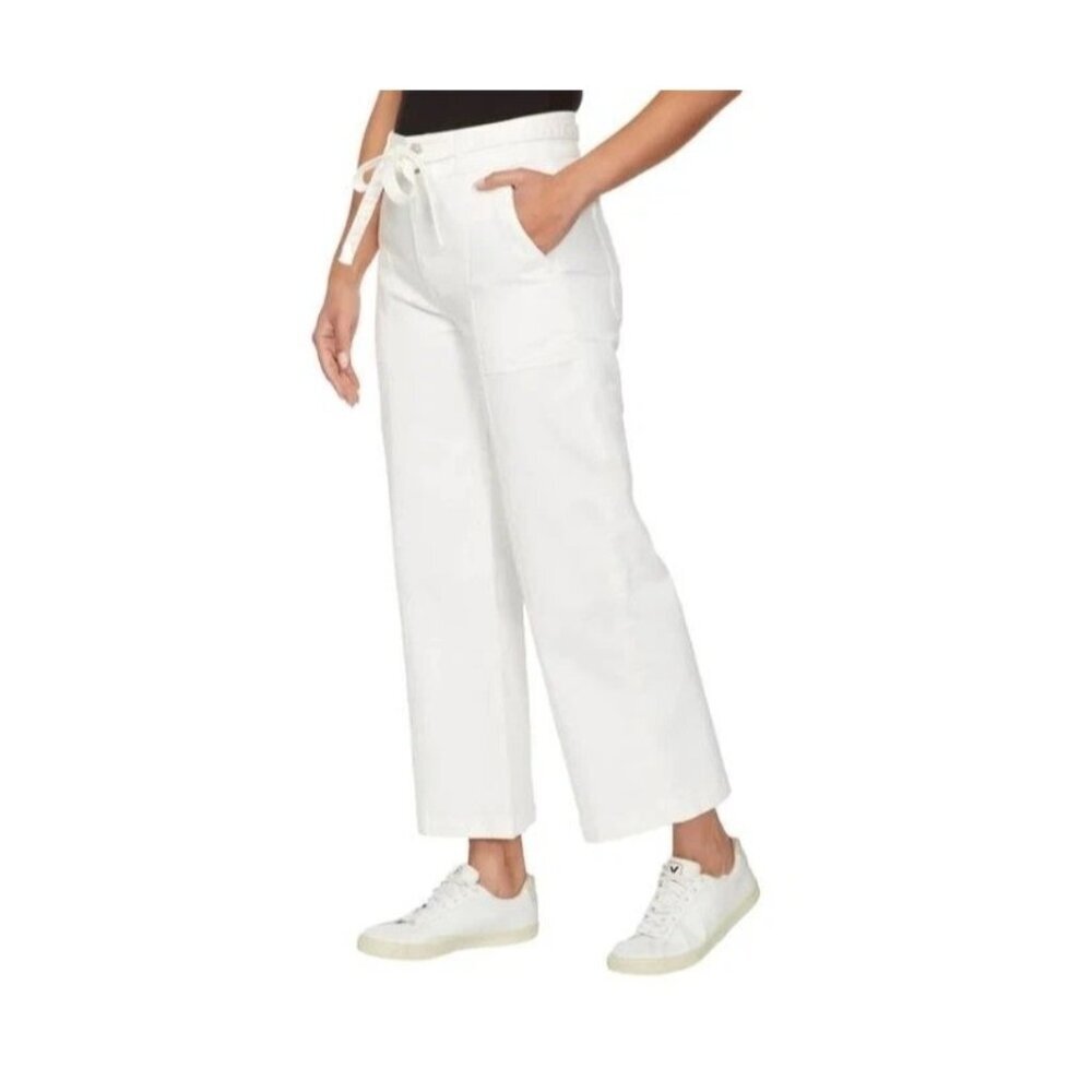 Hudson Women's Size 8/29 White Wide Leg Paper bag Pants M0542